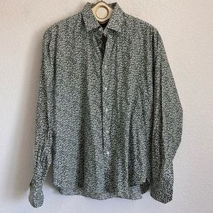 CAMPOMARZIO9 Men’s Button Down Printed Shirt Green Print Large